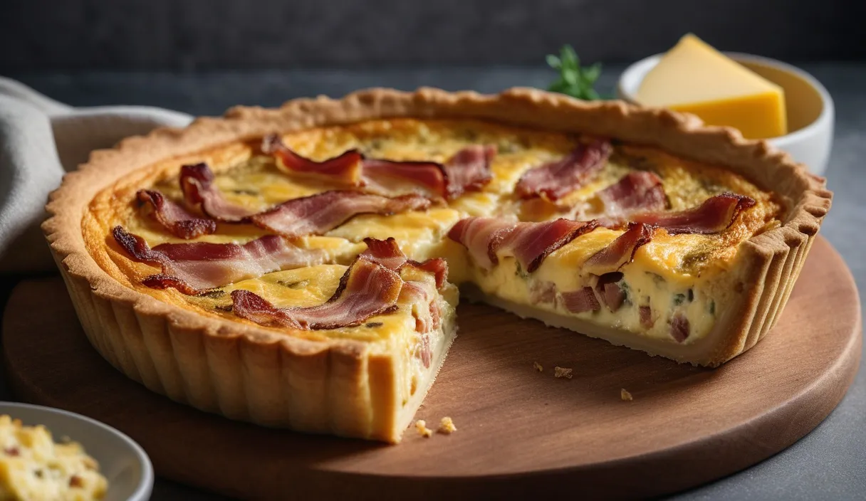Keto quiche med bacon och cheddar