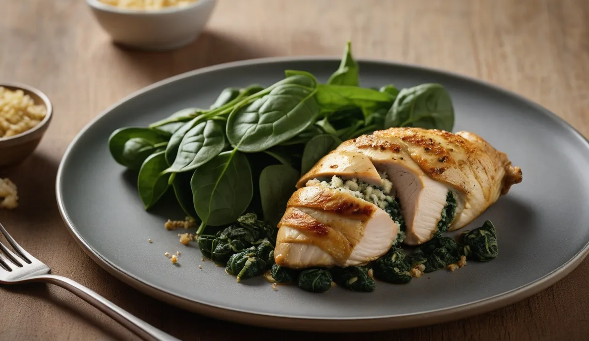 Keto spenatfylld kycklingbröst med färskost